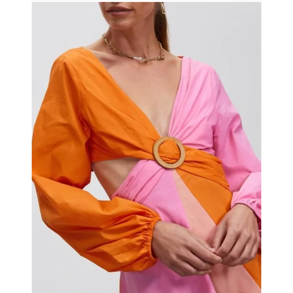 STAUD Orange and Pink Mini Dress - Picture 4 of 12